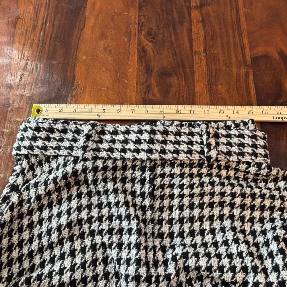 H&M Houndstooth Midi Skirt Black White Belted A-Line US 10 0821673 0 - Picture 7 of 8